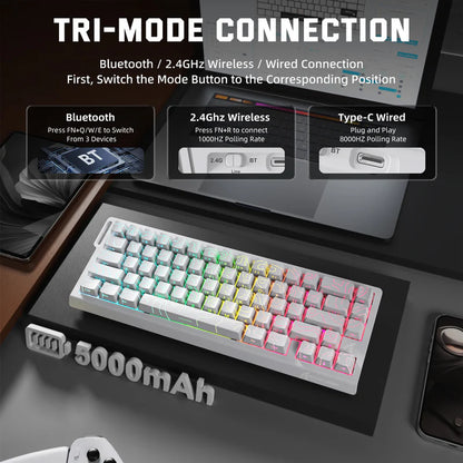 X68 PRO HE 3 Mode Keyboard – Contour White