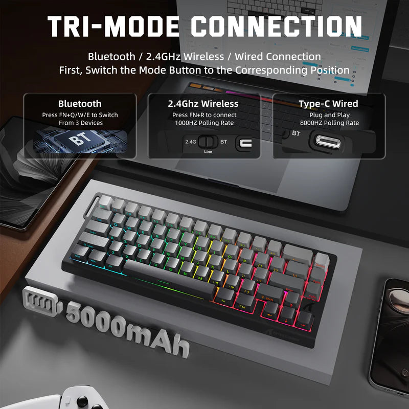 X68 PRO HE 3 Mode Keyboard – Moonlight