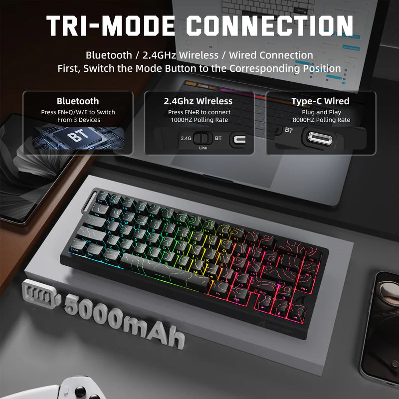X68 PRO HE 3 Mode Keyboard – Contour Black