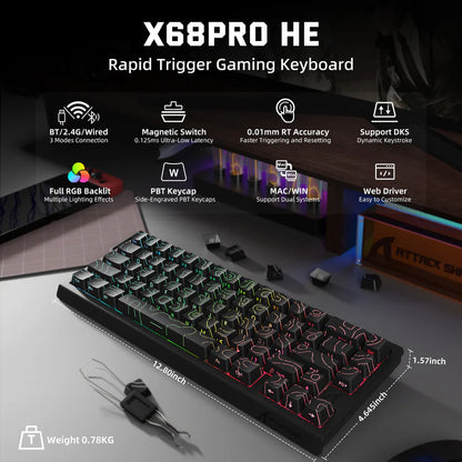 X68 PRO HE 3 Mode Keyboard – Contour Black