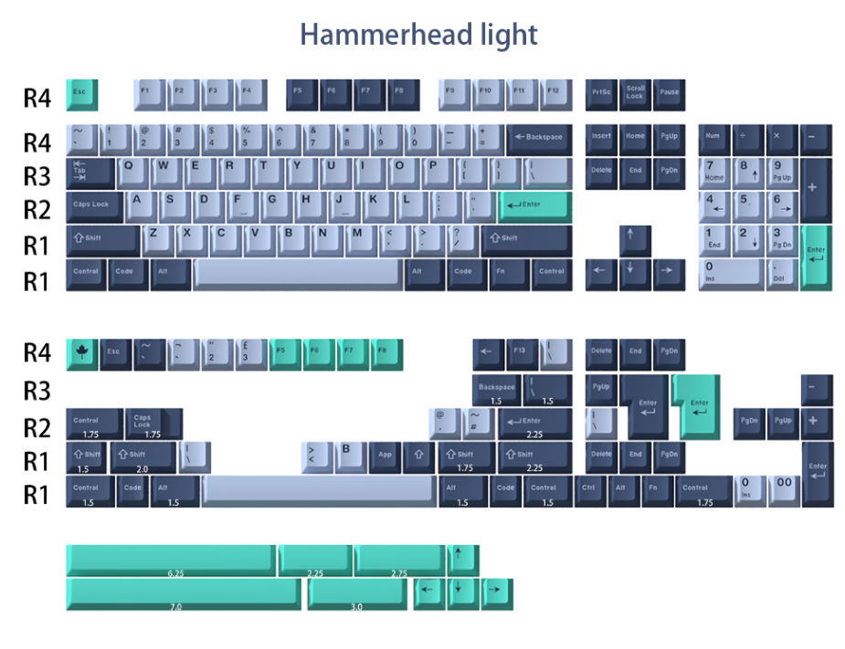 Hammerhead light keycaps (172)