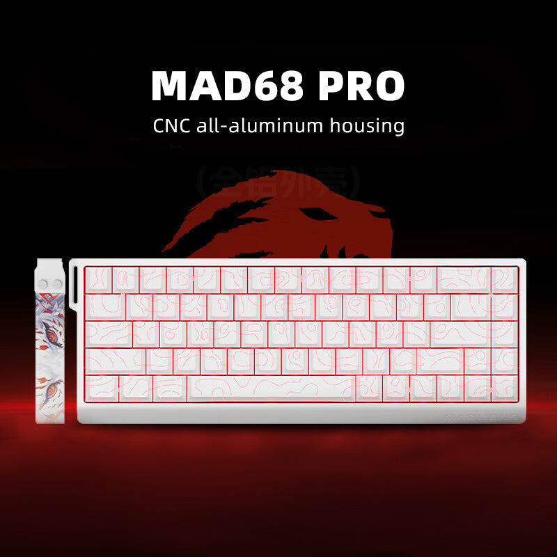 MAD68 Pro Wired Keyboard – White-Contour Red